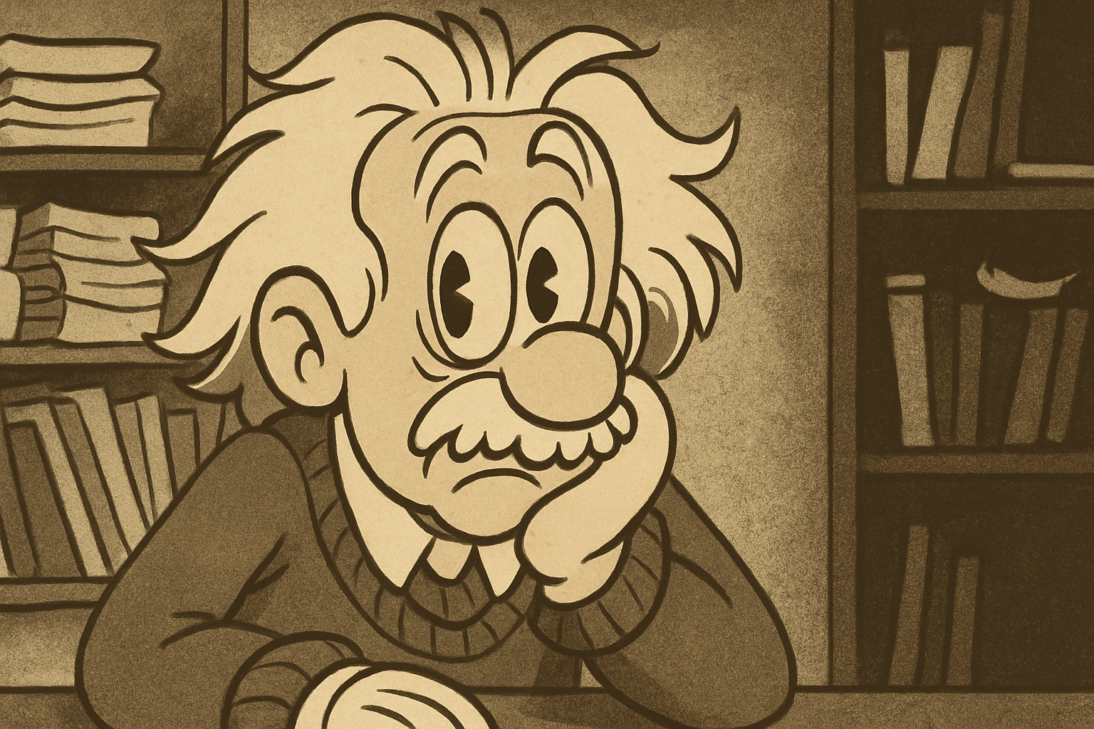 Redo this image in a 1930s rubber-hose cartoon style, surreal, bouncy physics, jazz-age character de