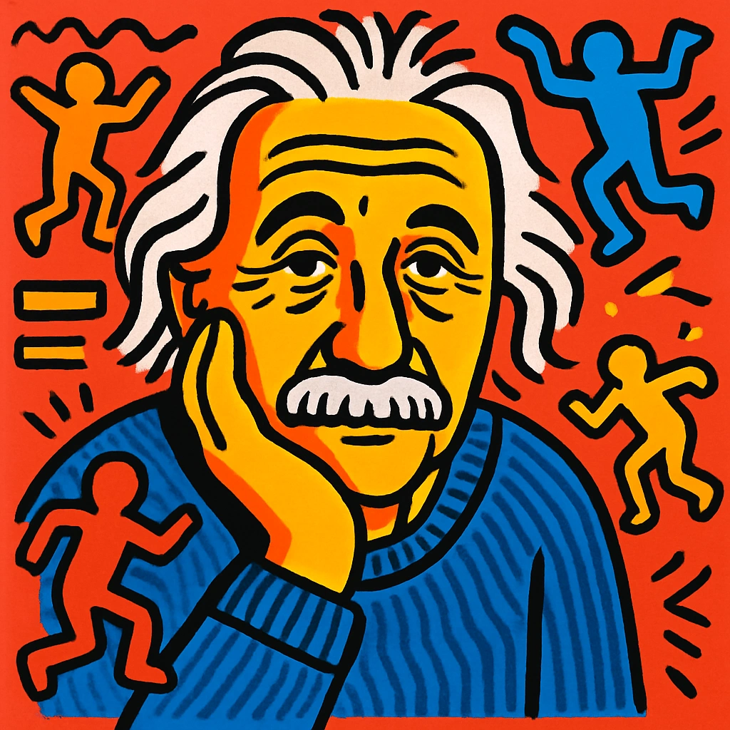 
      Redo this image in a bold, graphic artwork in a vibrant street art style.
      Use thick bla