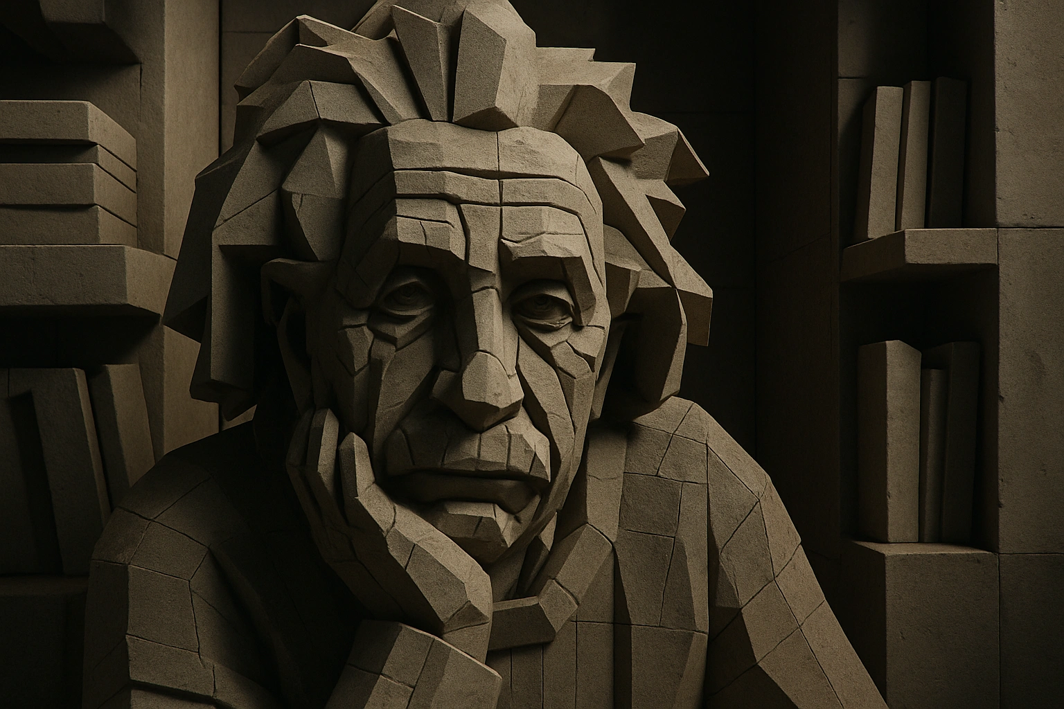 
    Redo this image in the Brutalist 3D style, raw concrete materials, sharp geometric forms, harsh