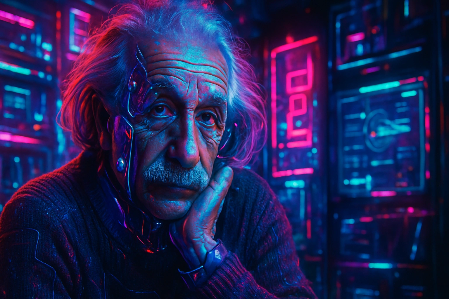 
    Redo this image in the Cyberpunk style, neon lights,
    digital textures, reflective surfaces,