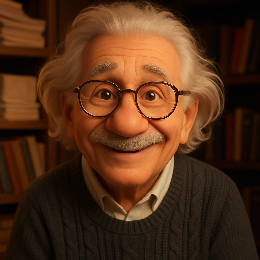 Create a 3D animated portrait in a stylized, cinematic animation style reminiscent of Pixar with a t