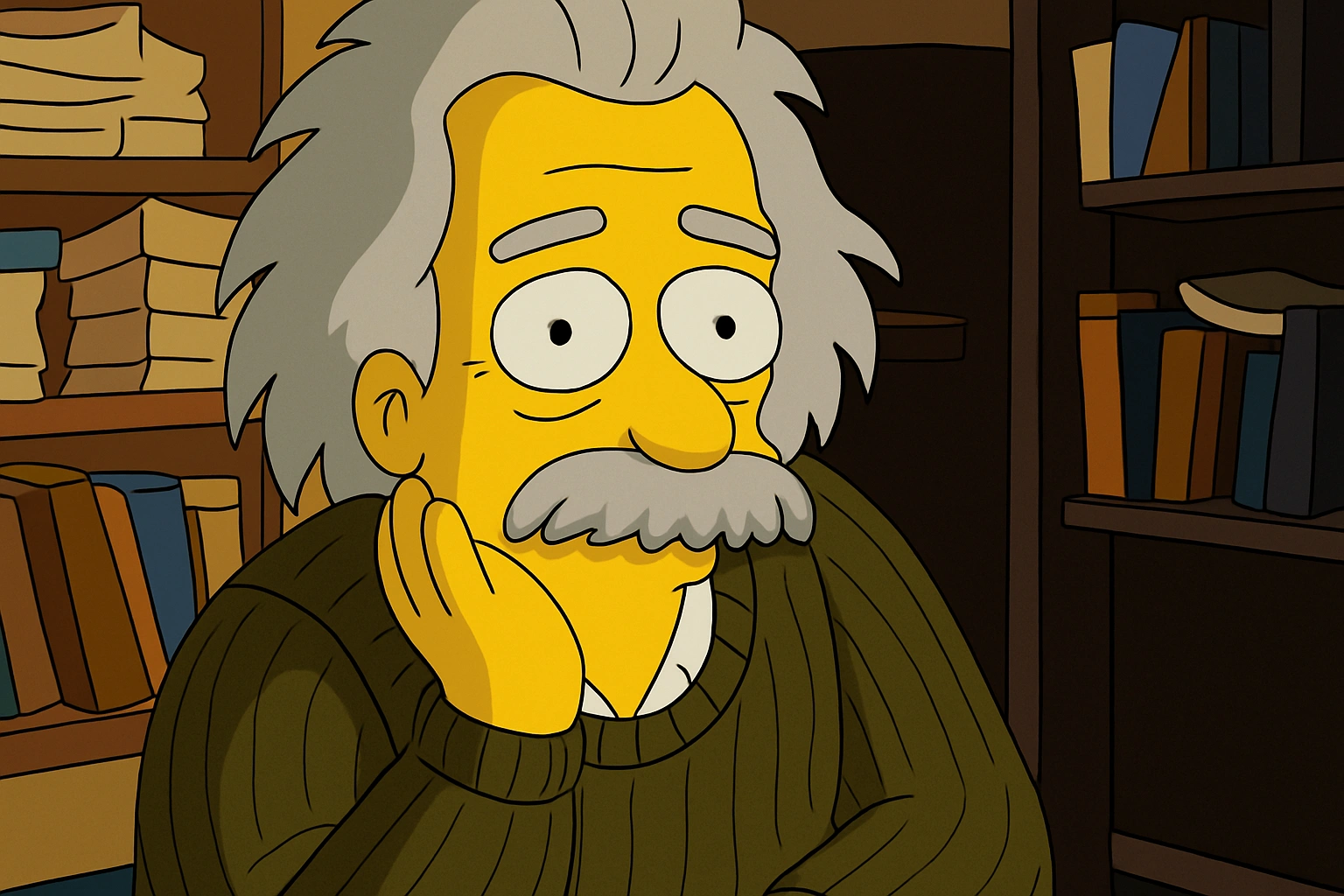 
    Transform this image into a character from The Simpsons, with the classic yellow skin and carto