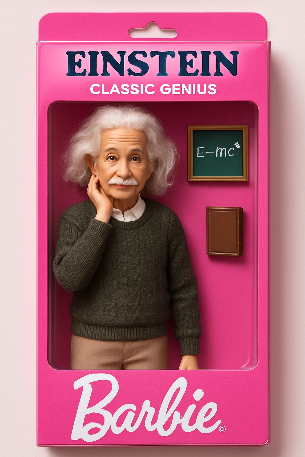 
    Draw a Barbie doll toy of the person in this photo.
  The figure should be full figure and disp