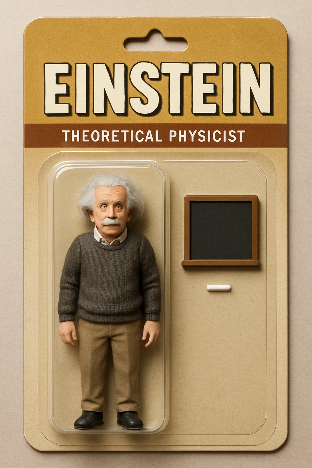 
    Draw an action figure toy of the person in this photo.
  The figure should be full figure and d