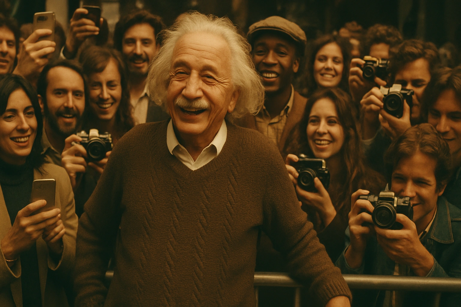 
      Redo this image as a cinematic, vintage-toned photo featuring the subject standing confidentl