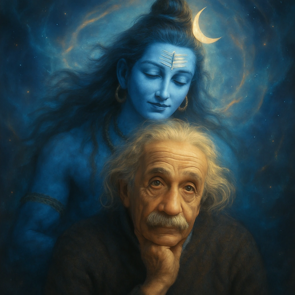 
      Redo this image as a spiritual transformation showing Lord Shiva embracing the subject from b
